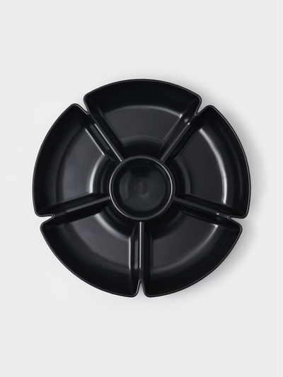 Менажница глубокая, 6 секций, d=28 см, пластик, чёрная
