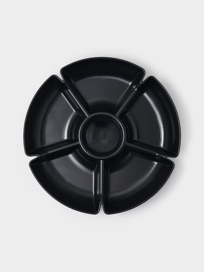 Менажница глубокая, 6 секций, d=28 см, пластик, чёрная - Фото 1