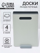 Набор разделочных досок, на подставке, 4 шт., 28.5×18.7×0.3 см, пластик, серый - Фото 1