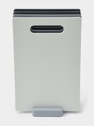 Набор разделочных досок, на подставке, 4 шт., 28.5×18.7×0.3 см, пластик, серый