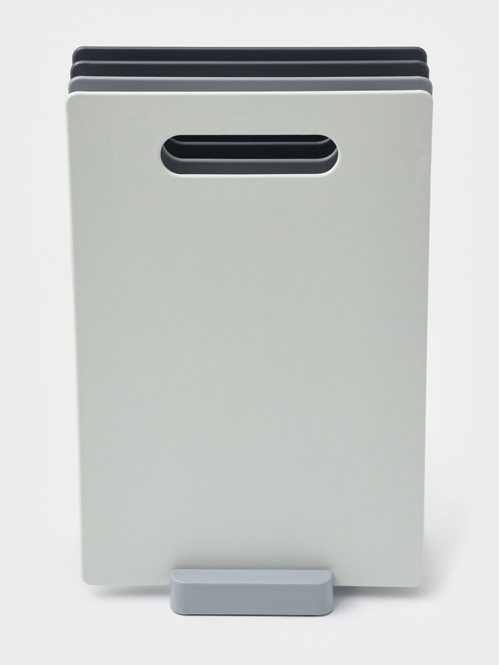 Набор разделочных досок, на подставке, 4 шт., 28.5×18.7×0.3 см, пластик, серый - Фото 1