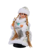 УЦЕНКА Снегурочка "Белая шубка, с посохом и синей пуговкой" двигается, 31 см - Фото 5