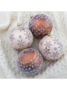 УЦЕНКА Набор шаров пластик d-10 см, 4 шт "Морозное утро" коричневый - Фото 3