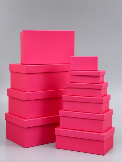 Набор подарочных коробок 10 в 1 «Фуксия», 30×19×12 - 12×6.5×4 см