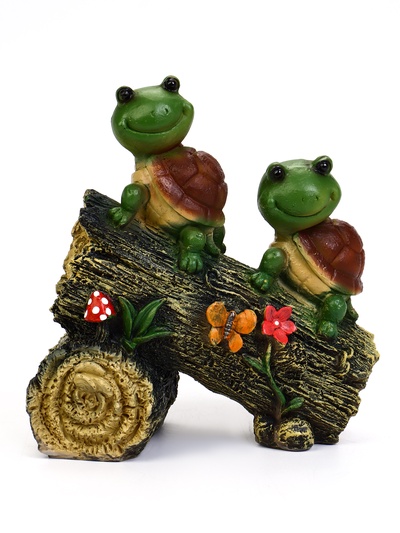 Садовая фигура из полистоуна «Черепашки на бревне», 24×13×25 см