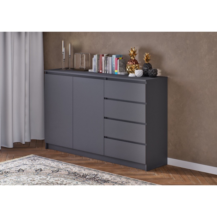 УЦЕНКА Комод Мадера, 1604×404×990, серый графит - Фото 1