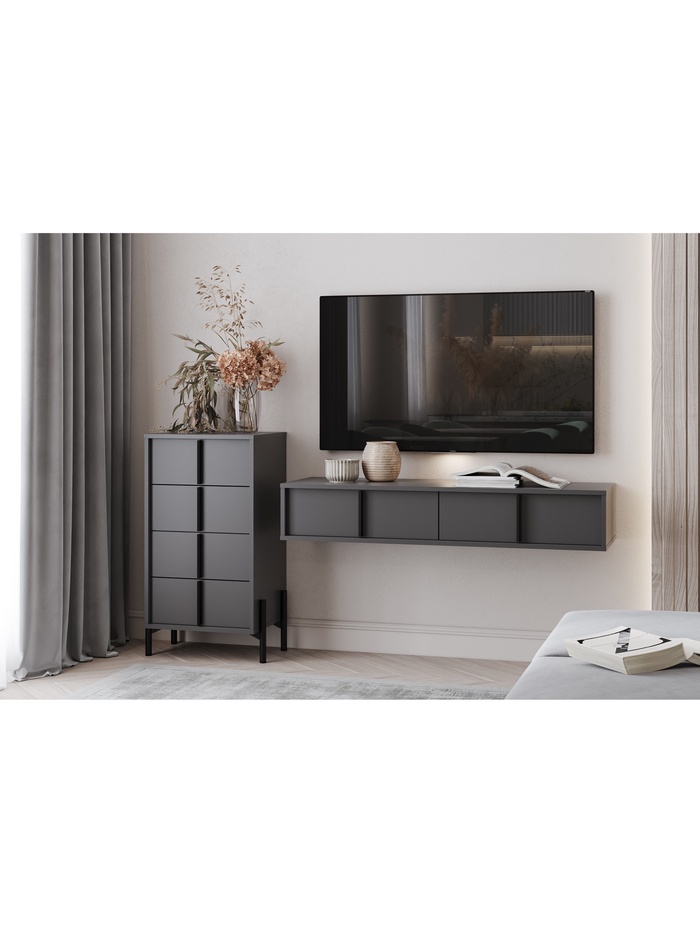 Гостиная «Тео 04», комплект 2 предмета, цвет антрацит - Фото 1