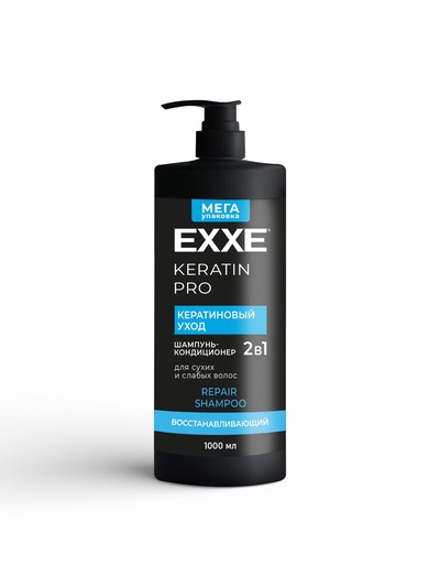 Шампунь-кондиционер для волос EXXE кератиновый уход, 1000 мл