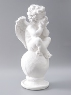 УЦЕНКА Фигура «Ангел на шаре» большой белый 26×27×64 см - Фото 3