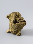 УЦЕНКА Фигура "Сова с книгами" малая состаренное золото 5х5х5см - Фото 3