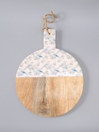 УЦЕНКА Доска разделочная круглая «Синие птицы», 36×28 см, дерево манго - Фото 2