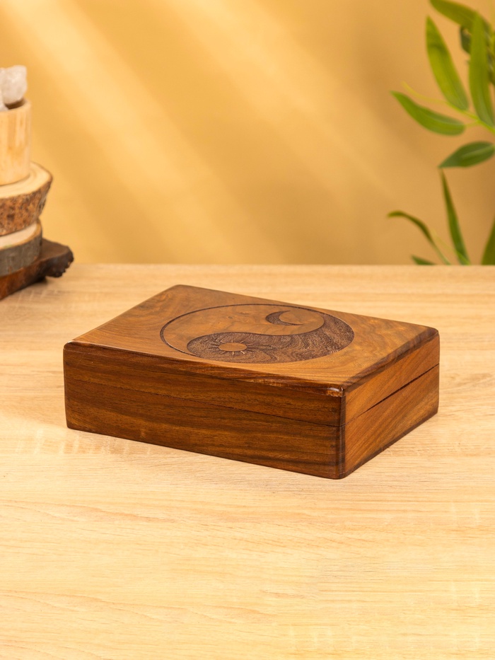 УЦЕНКА Шкатулка «Инь-ян», 20×15×6 см, дерево шишам - Фото 1