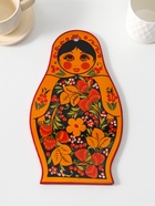 Доска разделочная деревянная «Матрешка», 17.5×30.5 см, хохлома - Фото 1