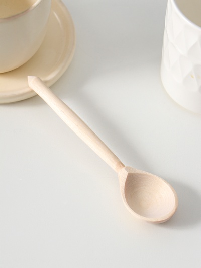 Ложка деревянная, чайная, без росписи, фрезерная, 14.07×3.5 см