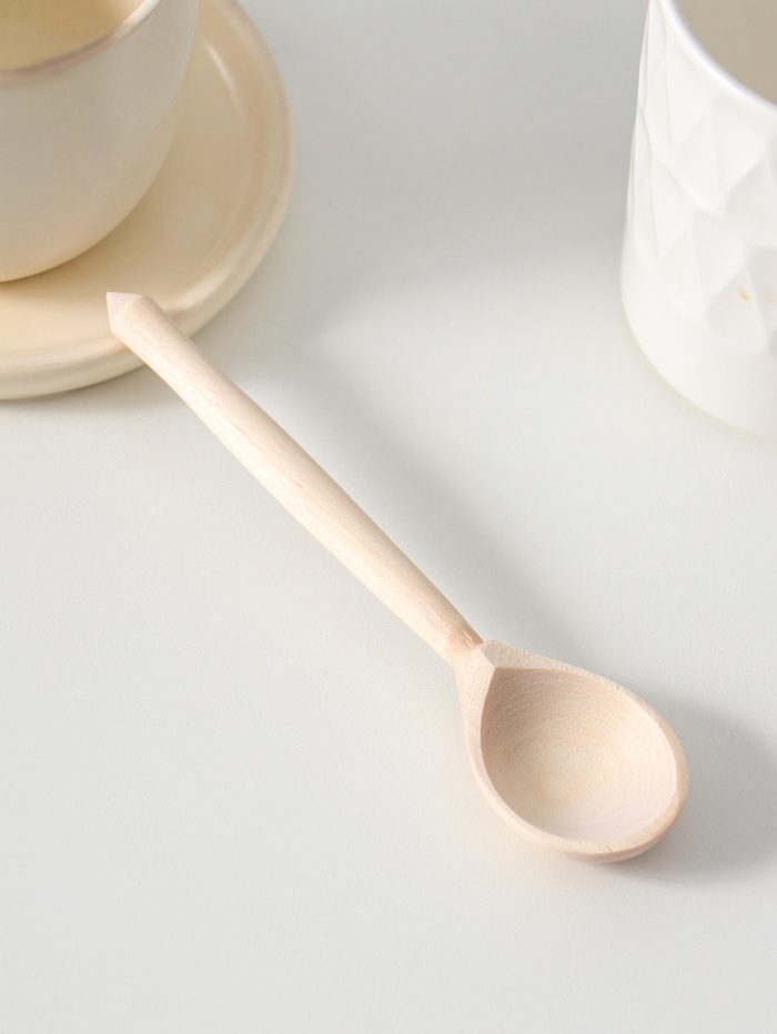 Ложка деревянная, чайная, без росписи, фрезерная, 14.07×3.5 см - Фото 1