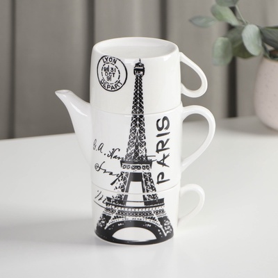 УЦЕНКА Чайные сервиз «Страны», 3 предмета чайник 400 мл, 2 кружки 230 мл