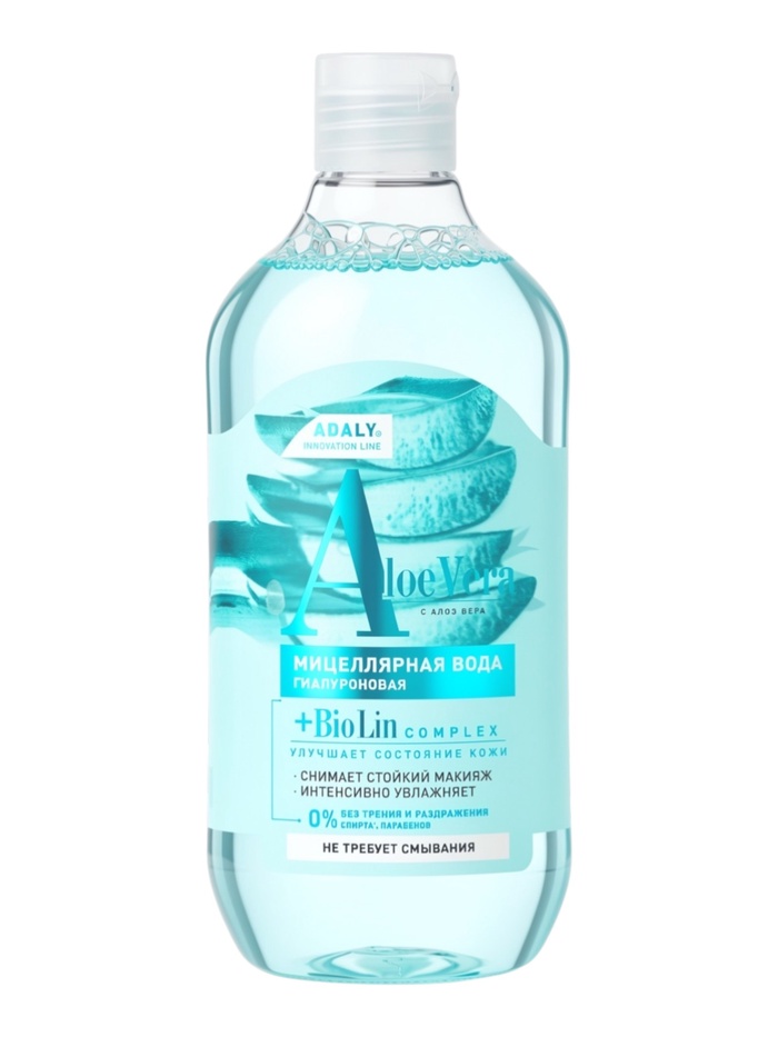 Вода гиалуроновая мицеллярная Adaly, с алоэ вера, 500 мл - Фото 1