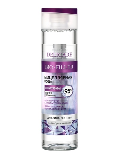 Вода мицеллярная Delicare, для снятия макияжа с век и губ, 250 мл