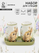 УЦЕНКА Набор для специй Доляна "Зайка" цвет белый 2 шт солонка, перечница 130 мл 11,5х6,2х8,8 см - Фото 1