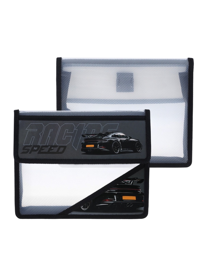 Папка для тетрадей А5, «Черная тачка», клапан на липучке, пластик, 1 отделение, 230×190×50 - Фото 1