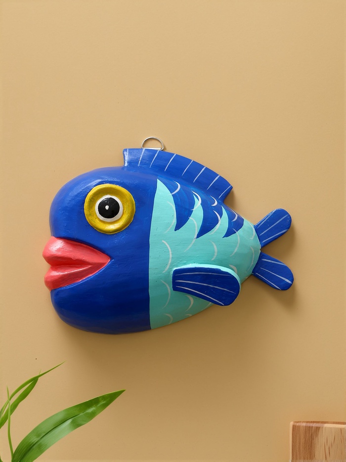 УЦЕНКА Панно "Рыба-клоун" дерево 20х16х4 см, цв. сине-бирюзовый - Фото 1