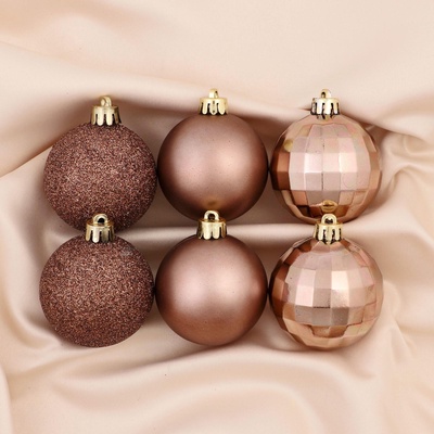 УЦЕНКА Набор шаров пластик d=5 см, 10 шт. «Диско ассорти» коричневый