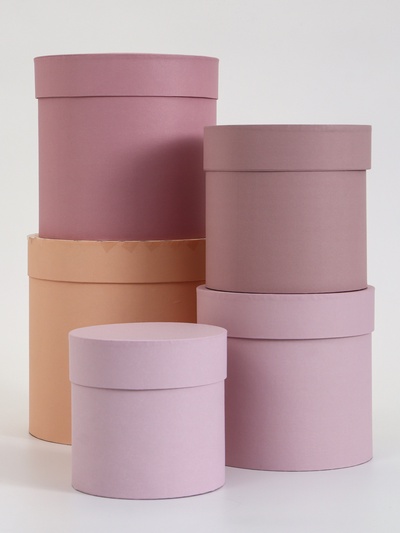 УЦЕНКА Набор шляпных коробок 5 в 1 "Пудра",20 × 20 × 20‒13,5 × 13,5 × 13,5 см