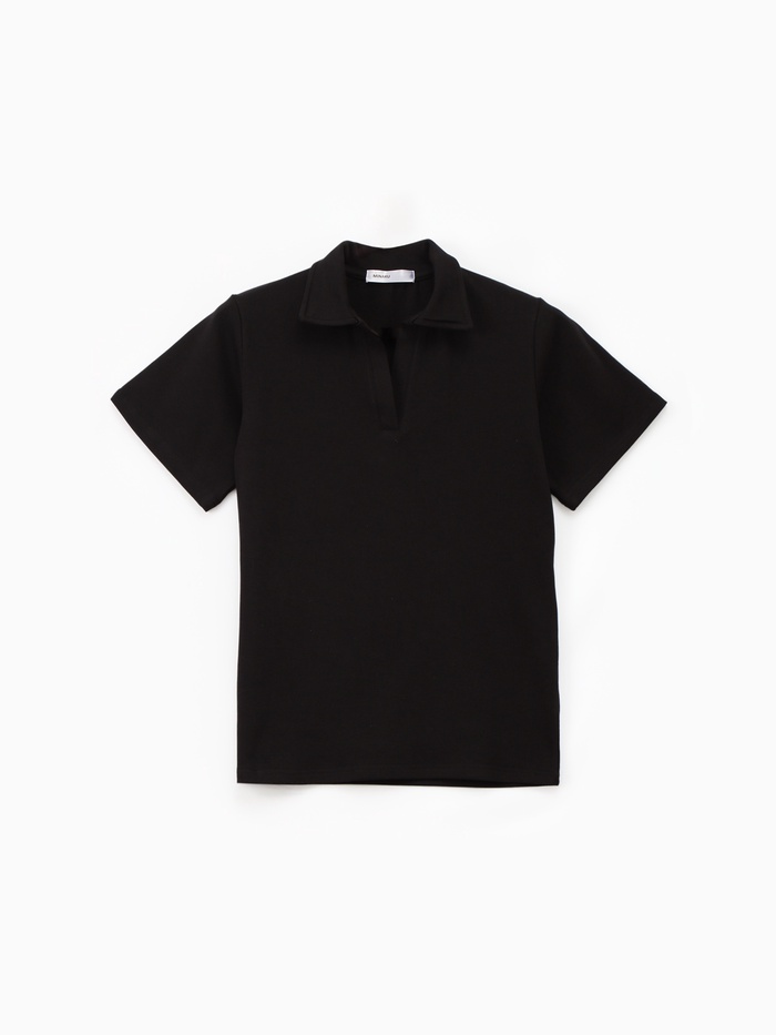 Футболка - поло женская MINAKU, размер 48-50 (XL), итерлок, чёрная - Фото 1