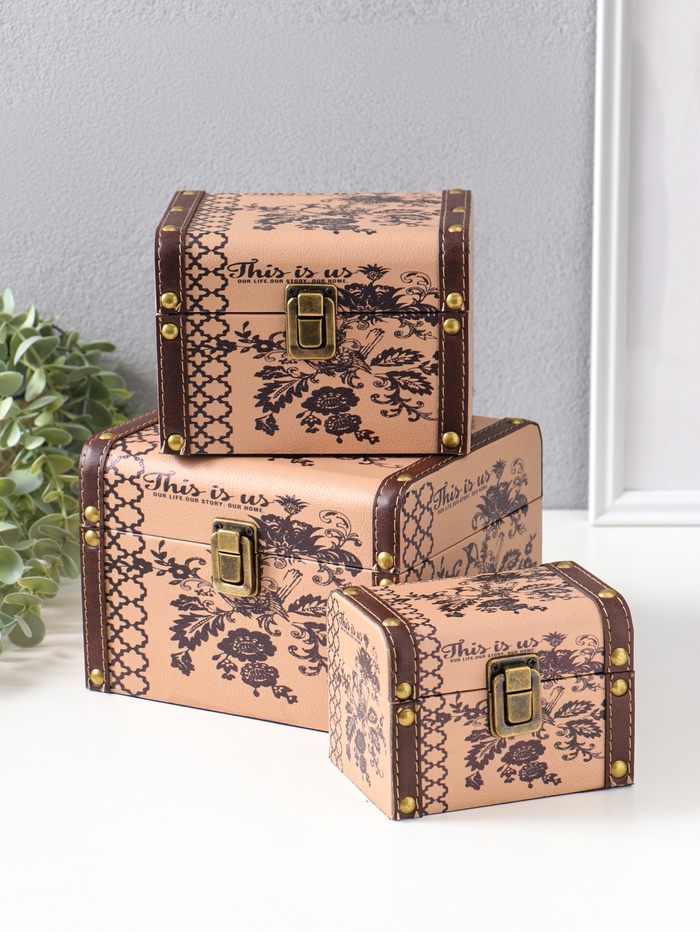 Набор шкатулок для украшений 3 шт. «Цветы и вензели» - Фото 1