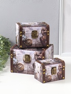 Набор шкатулок для украшений 3 шт. «Карта и компас»  (артикул 10962682)  большой выбор товаров оптом и в розницу по низким ценам с доставкой