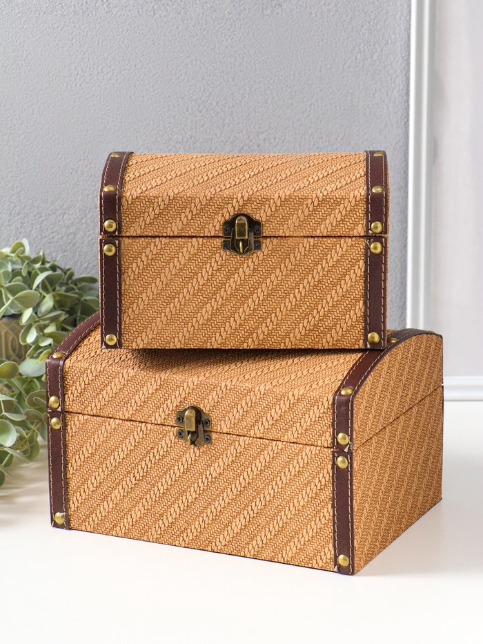 Набор шкатулок для украшений 2 шт. «Диагональ», охра - Фото 1