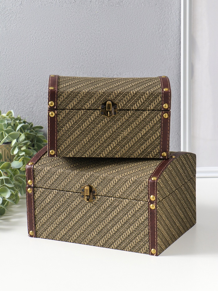 Набор шкатулок для украшений 2 шт. «Диагональ», тина - Фото 1