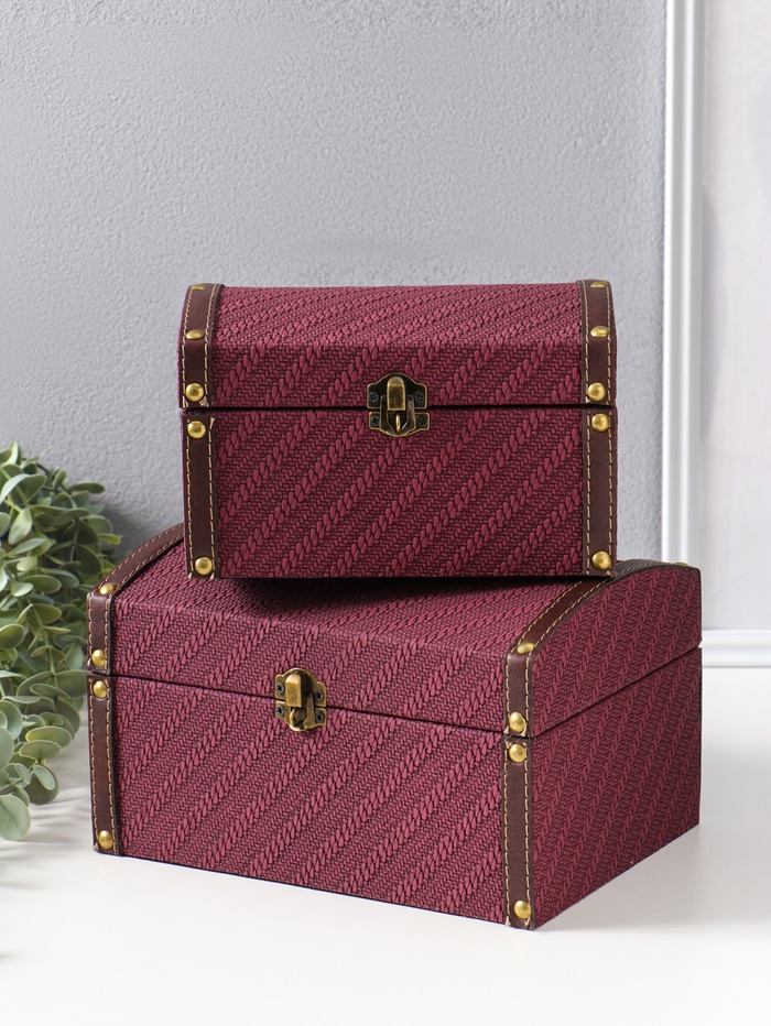 Набор шкатулок для украшений 2 шт. «Диагональ», слива - Фото 1