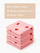 Платки носовые детские «Крошка Я» Pink Heart, 20×20 см, набор 6 шт., муслин, 100 % хлопок, розовые - Фото 3