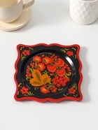 Блюдо сервировочное «Квадрат», 15×15 см, дерево, хохлома - Фото 1