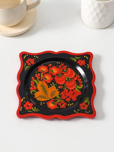 Блюдо сервировочное «Квадрат», 15×15 см, дерево, хохлома