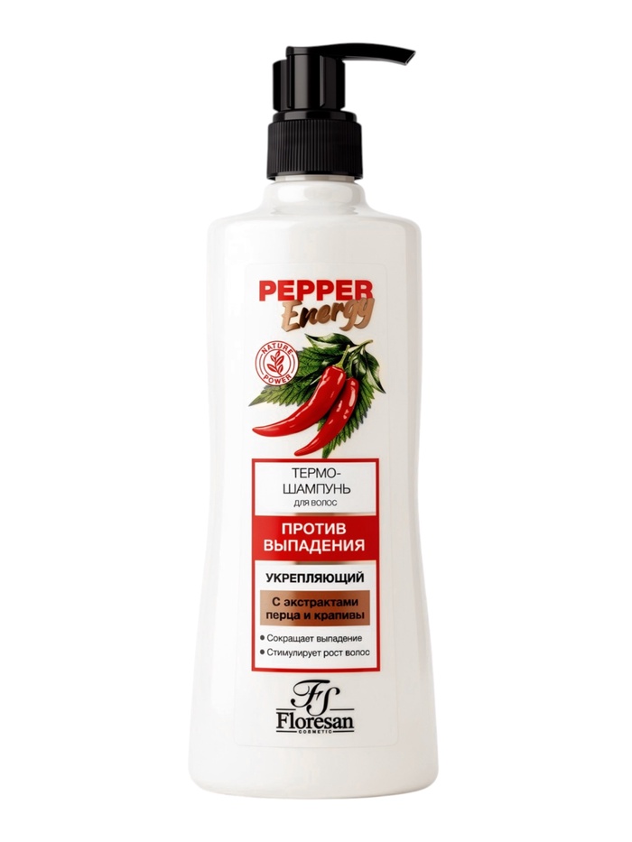 Шампунь против выпадения волос Floresan с экстрактами перца и крапивы, 400 мл - Фото 1