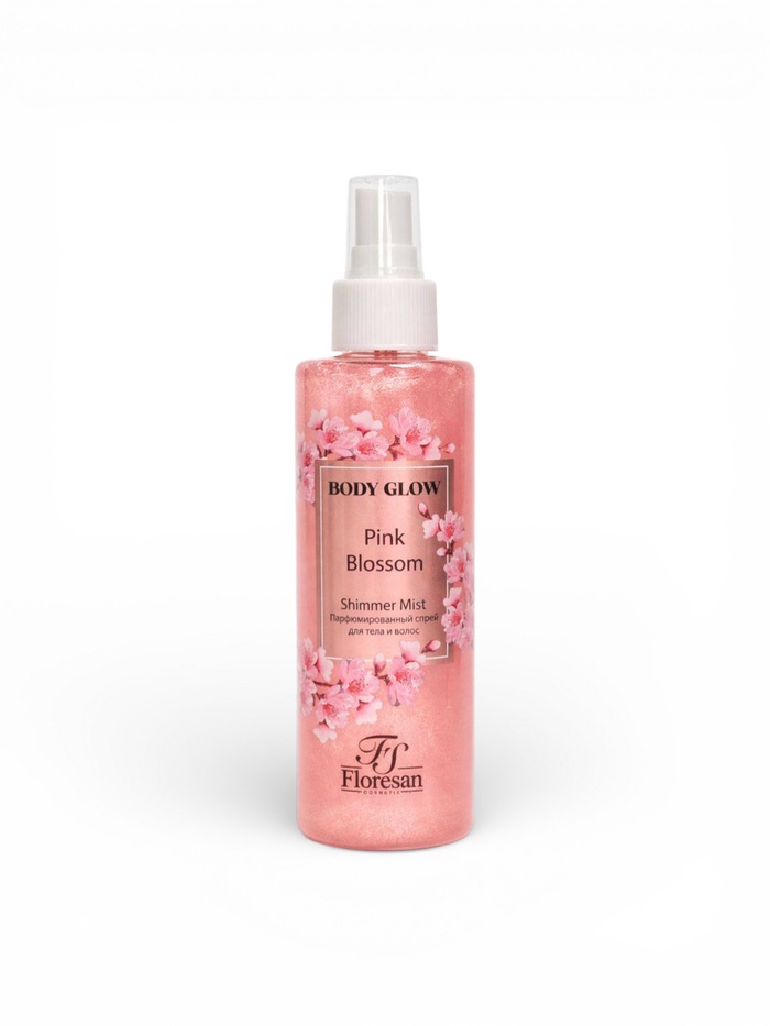 Спрей парфюмированный для тела и волос BODY GLOW с шиммером, розовый цветок, 200 мл - Фото 1