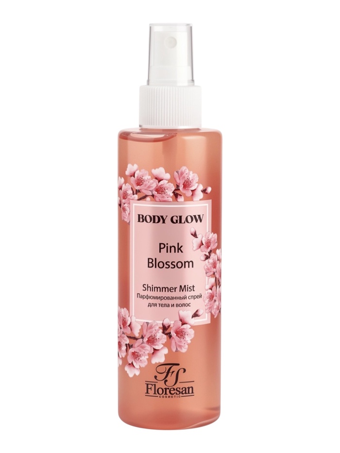 Спрей парфюмированный для тела и волос BODY GLOW с шиммером (блёстками), розовый цветок, 200 мл - Фото 1