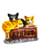 Садовая фигура из полистоуна «Три котёнка с табличкой», 29×11×21.5 см - Фото 2