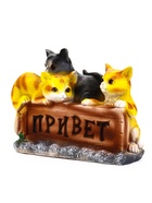 Садовая фигура из полистоуна «Три котёнка с табличкой», 29×11×21.5 см - Фото 9