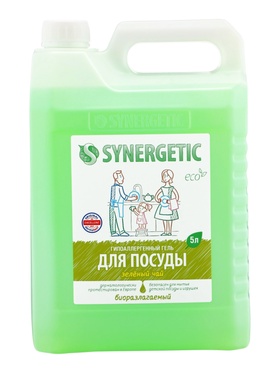 Гель для мытья посуды SYNERGETIC зеленый чай, 5 л