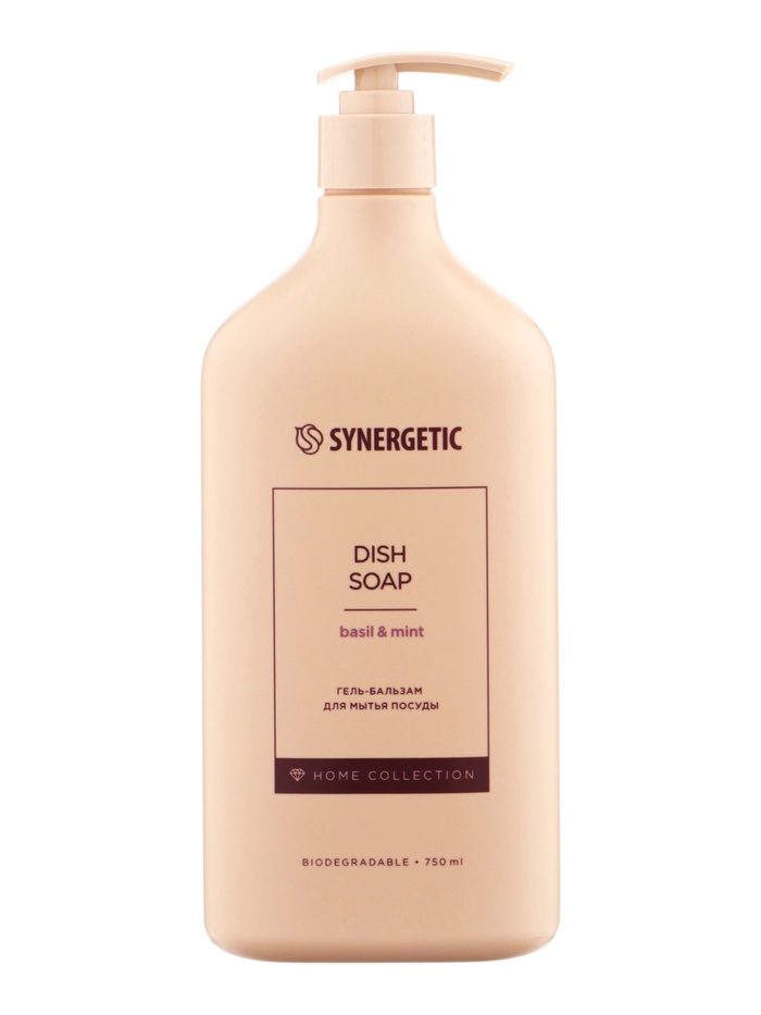 Гель-бальзам для мытья посуды SYNERGETIC базилик и свежая мята, 750 мл - Фото 1