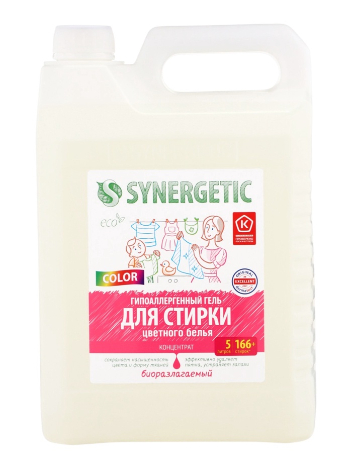 Гель для стирки цветного белья SYNERGETIC COLOR, 5 л - Фото 1