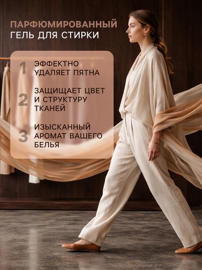 Гель для стирки белья парфюмированный SYNERGETIC ваниль, табак, бергамот, 5 л