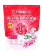 Капсулы для стирки белого и цветного белья гипоаллергенные SYNERGETIC WHITE сакура, 100 шт. - Фото 1