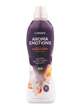Кондиционер для белья парфюмированный SYNERGETIC ваниль, табак, бергамот, 0.9 л