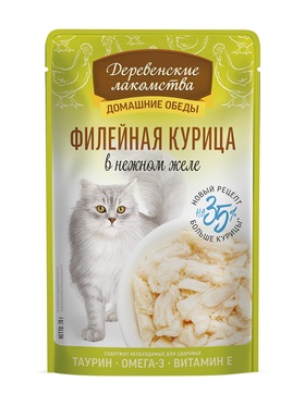 Влажный корм для кошек «Деревенские лакомства. Филейная курица в нежном желе», пауч, 70 г