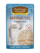 Влажный корм для кошек «Деревенские лакомства. Филейный тунец в нежном желе», пауч, 70 г - Фото 1