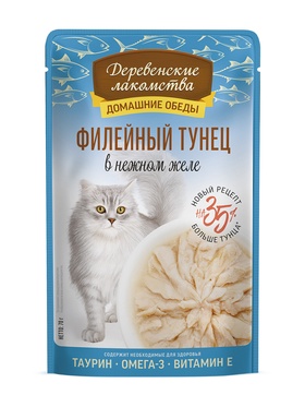 Влажный корм для кошек «Деревенские лакомства. Филейный тунец в нежном желе», пауч, 70 г